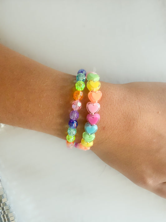 Rainbow Hearts Bracelet Set