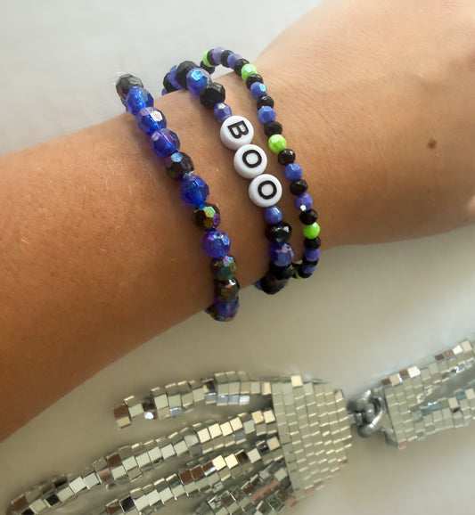 Halloween Boo Black Bracelet Stack