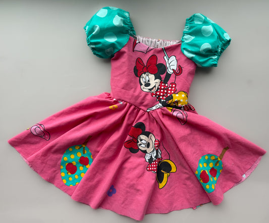 Vintage Minnie Mouse Refashioned Sheet Penelope Dress Size 6